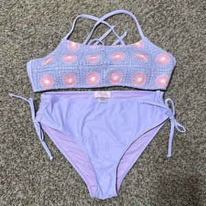 Womens Crochet Swimwear Set in Lavender by Pink Lily